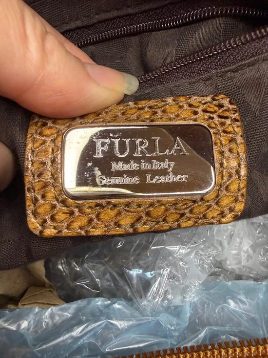 Furla Cognac Snake-Embossed Hobo Bag - Picture 2 of 10